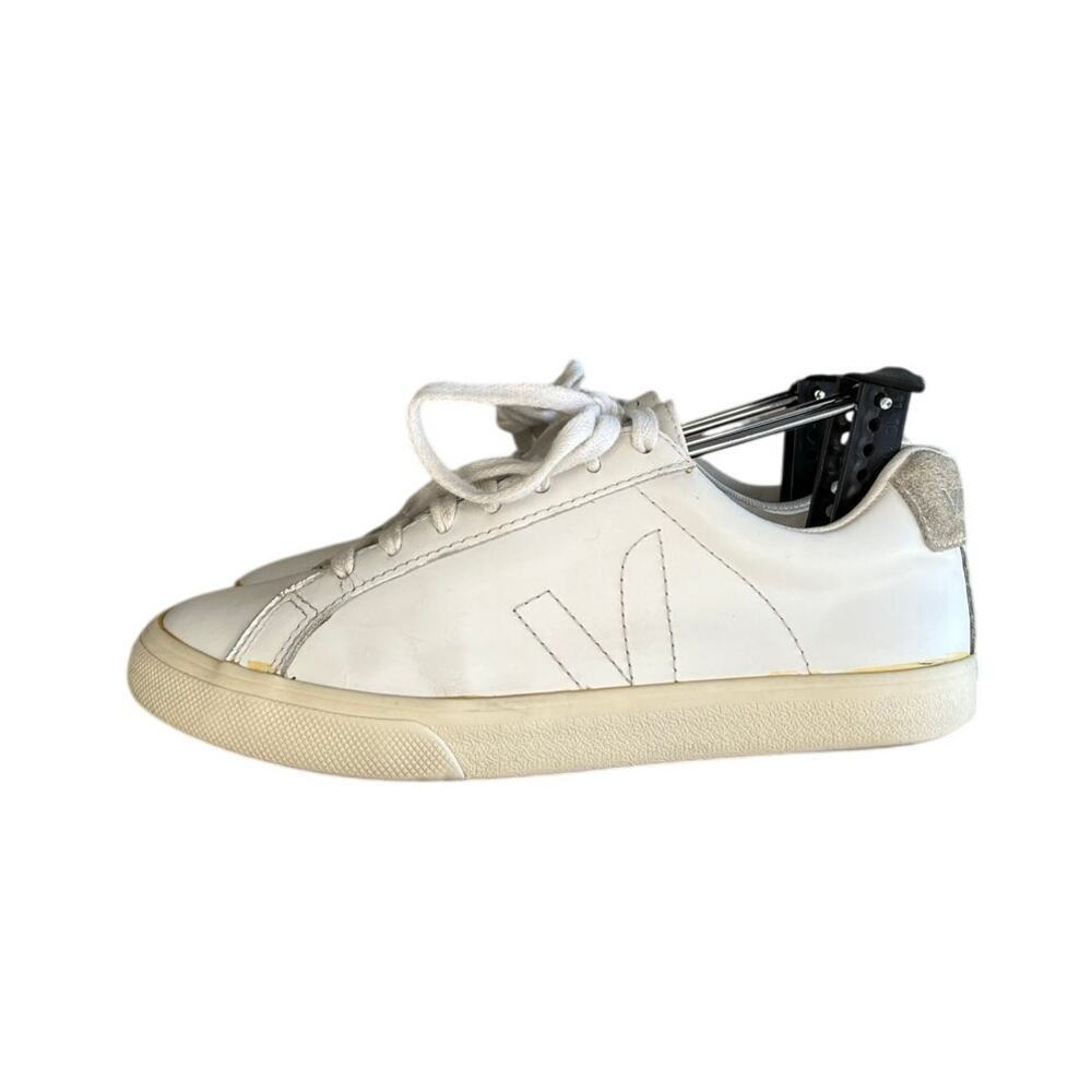 Womens Veja Esplar Leather Casual Sneakers Size 6 White Gray